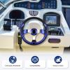 QYMOPAY 12.5inch Boat Steering Wheel, 3/4 Inch Axle Marine Steering Wheel Adapter, Anti-Slip Carbon Fiber for Boats, Yachts, Pontoon Boats Blue view 4