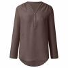 PBNBP V Neck Daily Shirts for Women Chiffon Cute Summer Fall Solid Color Tunic Tops Half Zip Cuff Sleeve Loose Fit Long Sleeve Blouse Blusas view 3