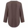 PBNBP V Neck Daily Shirts for Women Chiffon Cute Summer Fall Solid Color Tunic Tops Half Zip Cuff Sleeve Loose Fit Long Sleeve Blouse Blusas view 4