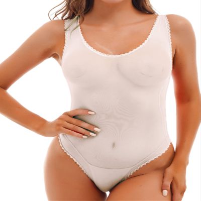 iiniim Women's Classic Sleeveless Leotard See Through Mesh Low Back Dance Costume Bodysuit Tops White A One Size