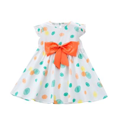 Baby Toddler Polka Casual Girls Kids Dress Party Bowknot Print Dot Princess Girls Dress&Skirt and (Orange, 12-18 Months)