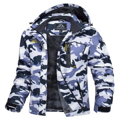 MAGCOMSEN Women Snow Jackets Waterproof Insulated Ski Jackets Ladies Warm Winter Raincoats Thick Thermal Coats Grey Camo, S