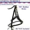 Nunn Finer - Aformadi Flash Bridle - Italian Leather English Bridle with Removable Flash, Stainless Fittings, and Rubber Reins, Horse, Black view 2