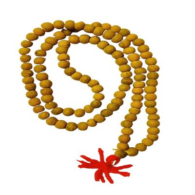 Organic Haldi/Turmeric Japa Mala 100% Original Meditation Prayer | Bagalamukhi Puja | 108+1 Beads with Free Mala Pouch