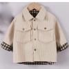 Toddler Kids Baby Girls Boys Jacket Plaid Button Up Flap Pocket Corduroy Jacket Coat Snow Coat for (Beige, 3-4 Years) view 2