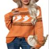 ebossy Womens Aesthetic Y2K Ghost Printed Knitted Jumper Crewneck Pullover Halloween Sweater Top (S,Yellow) view 1