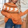 ebossy Womens Aesthetic Y2K Ghost Printed Knitted Jumper Crewneck Pullover Halloween Sweater Top (S,Yellow) view 3