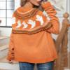 ebossy Womens Aesthetic Y2K Ghost Printed Knitted Jumper Crewneck Pullover Halloween Sweater Top (S,Yellow) view 4
