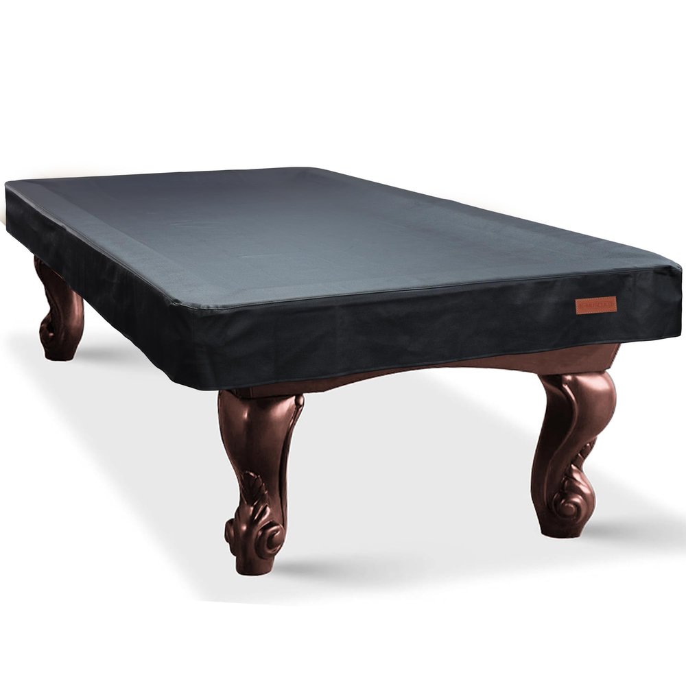 K-Musculo Pool Table Cover, Heavy Duty Leatherette Billiard Table Cover, Waterproof and Tearproof, 7/8/9 Foot Fitted(Black, 9FT)