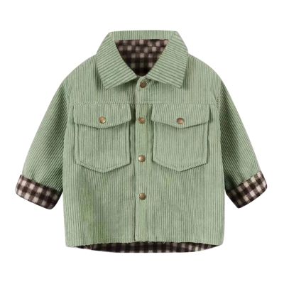 Toddler Kids Baby Girls Boys Jacket Plaid Button Up Flap Pocket Corduroy Jacket Coat Snow Coat for (Green, 18-24 Months)