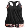 Holipick Floral Plus Size Tankini Swimsuit for Women Two Piece Tummy Control Bathing Suit Blouson Racerback Tankini Top with Shorts 18W view 1