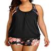 Holipick Floral Plus Size Tankini Swimsuit for Women Two Piece Tummy Control Bathing Suit Blouson Racerback Tankini Top with Shorts 18W view 3