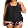 Holipick Floral Plus Size Tankini Swimsuit for Women Two Piece Tummy Control Bathing Suit Blouson Racerback Tankini Top with Shorts 18W view 4