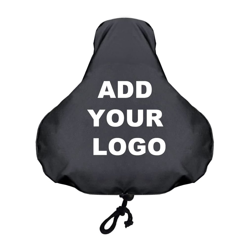 Muka Customized Bike Seat Rain Cover with Strings, Add Your Logo Adjustable Drawstring Bicycle Seat Cover-Black