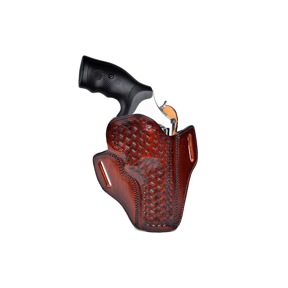 Leather Holster Fits Colt Python, King Cobra .357 Magnum | Fast Draw | Genuine Leather | Handmade | Basket Weave (Brown, Colt Python 3" Barrel)