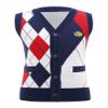 easyforever Kids Boys Girls School Uniform Knitted Vest V Neck Button Crochet Knitwear Cardigan Vest Sweater Waistcoat Navy Blue 5-6 Years view 1