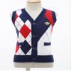 easyforever Kids Boys Girls School Uniform Knitted Vest V Neck Button Crochet Knitwear Cardigan Vest Sweater Waistcoat Navy Blue 5-6 Years view 3