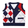 easyforever Kids Boys Girls School Uniform Knitted Vest V Neck Button Crochet Knitwear Cardigan Vest Sweater Waistcoat Navy Blue 5-6 Years view 4