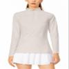 LastFor1 Women's Long Sleeve Golf Polo Shirts UPF 50+ Moisture Wicking Quick Dry Active Tops with Snap Buttons Closure Stone XL view 1