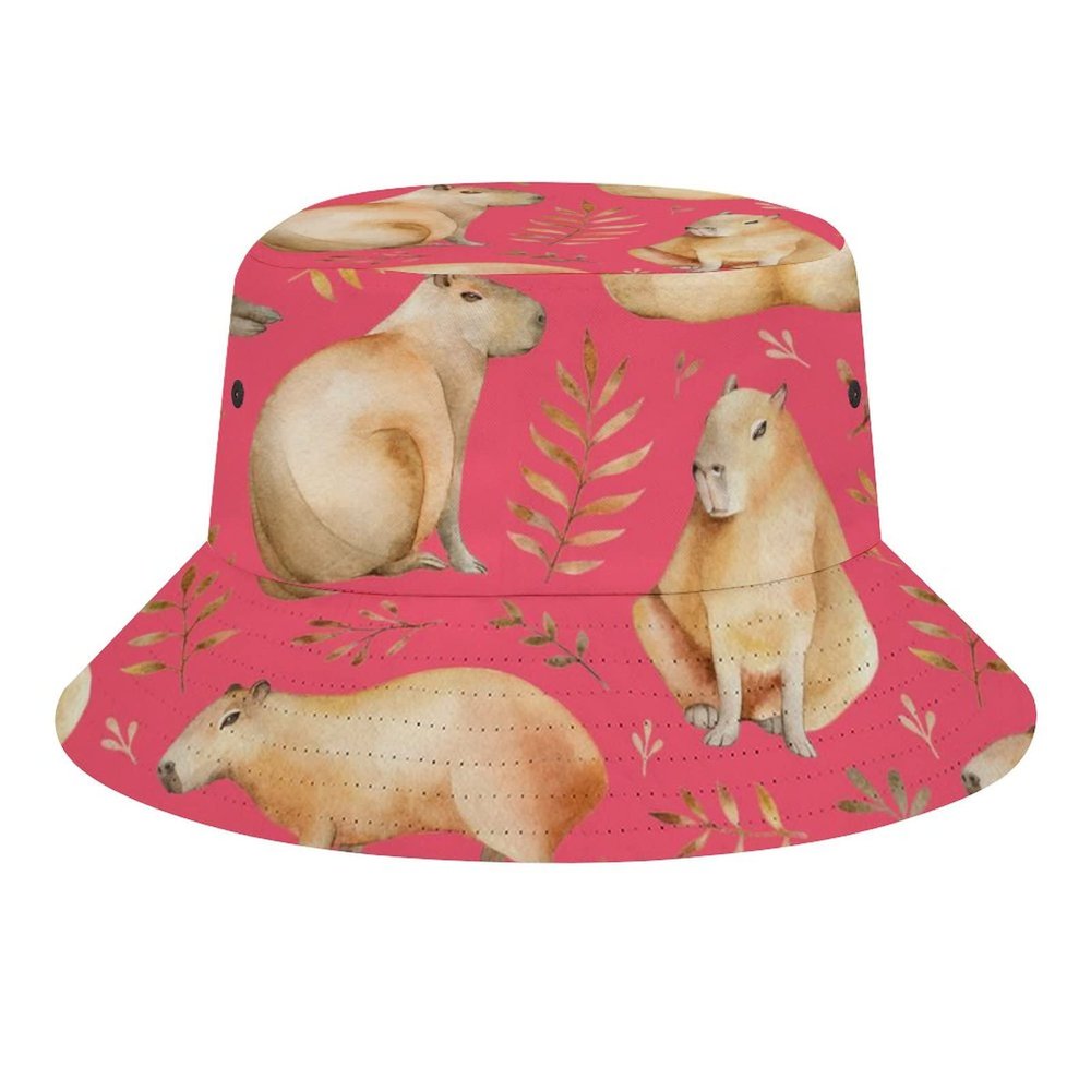 BAIKUTOUAN Adorable Capybara Beach Bucket Hat for Adults Fishing Fisherman's Cap Packable Travel Print Sun Hats One Size