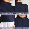 LastFor1 Women's Long Sleeve Golf Polo Shirts UPF 50+ Moisture Wicking Quick Dry Active Tops with Snap Buttons Closure Blended Black L view 3
