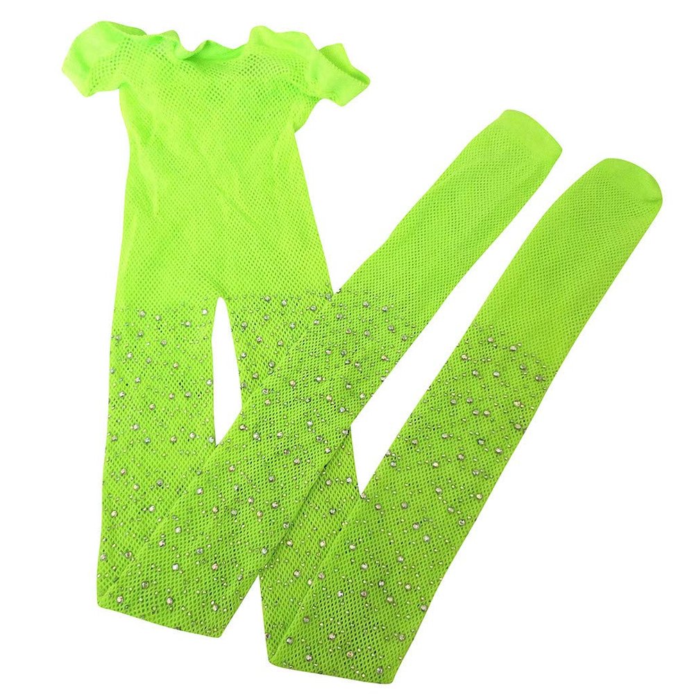 Kids Girls Mesh Fishnet Stocking Pantyhose Flash Tights Lightning Silk Stockings Little Girls Tights Stockings(Green,7-12 Years)