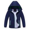 SaphiRose Kids Rain Jacket Waterproof Raincoat Mesh Lined Coat with Removable Hood for Boys Girls (Navy,10-12 years) view 1