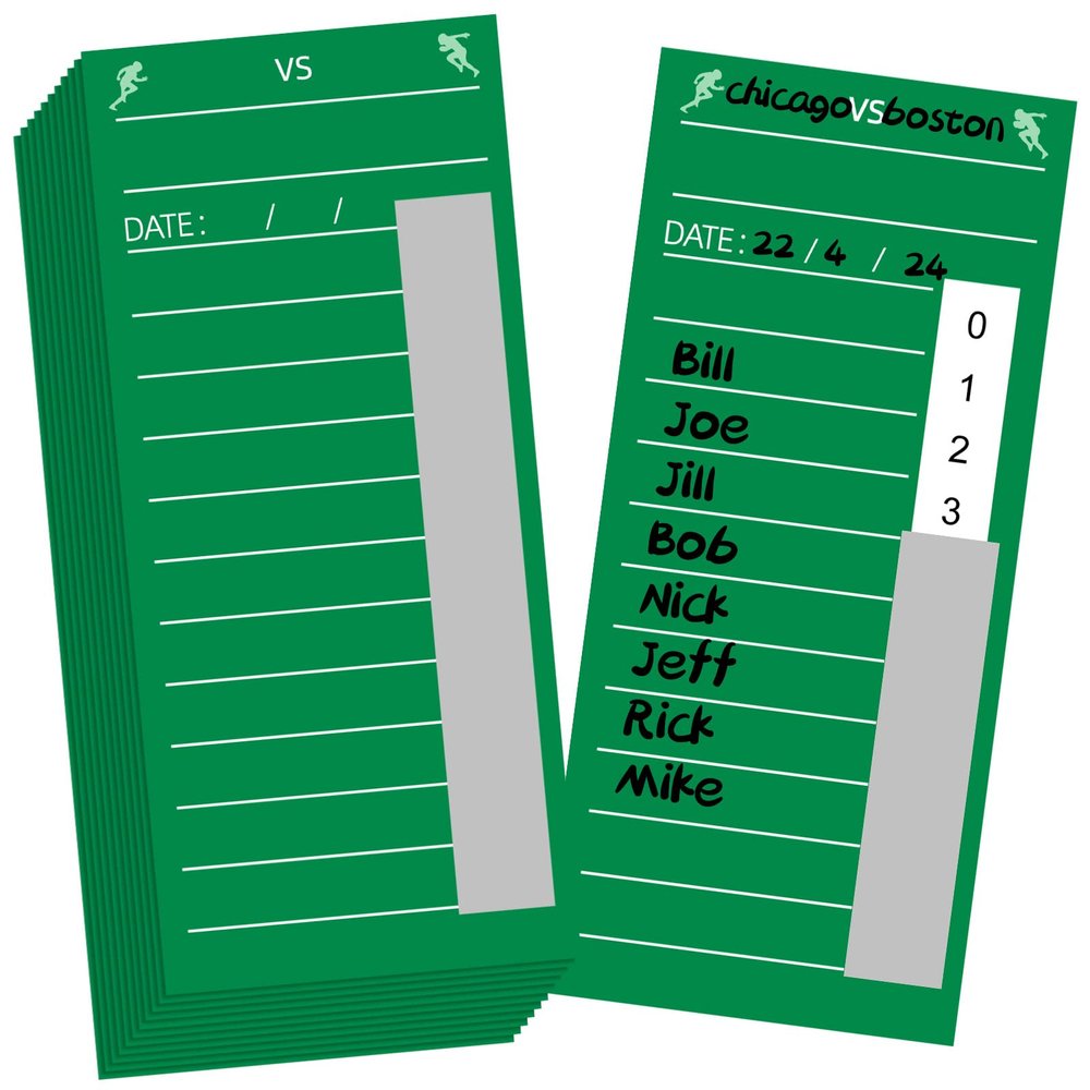 Junkin 160 Pack 10 Line Football Sports Strip Cards Football Pool Cards Scratch Off Tickets for Volleyball Rugby Games Basketball Baseball Ice Hockey Sports Soccer Box Game(Green)