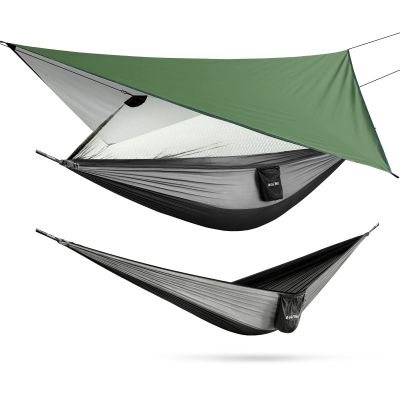 G4Free Camping Hammock with Net and Rain Fly, 2 Person Lightweight Portable Hammock Tent with Tarp for Camping Hiking Backyard Outdoor Backpacking Travel