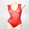 Lejafay Women's Sleeveless Mesh See Through Jumpsuit Stretchy Bodysuit Top Leotard One Piece Red A One Size view 4