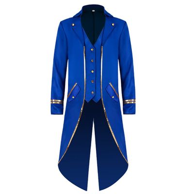 Men's Steampunk Vintage Tailcoat Jacket Gothic Victorian Frock Coat Uniform Retro Medieval Renaissance Costume Vampire Cosplay Joker Halloween Costume Formal Long Trench Coat Outwear Royal-gold XL