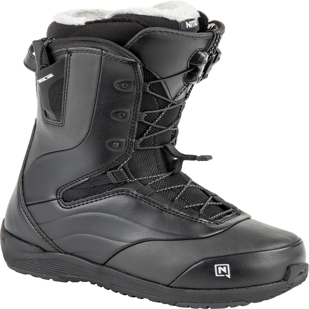 Nitro Women's Snowboards Crown TLS '23 Lightweight Snowboard Shoes Snowboard Boot with Quick Lacing System Allround Freestyle Freeride Softboot Warm Boots, Black, MP 25.0 // EU 38 2/3 // US 7.5