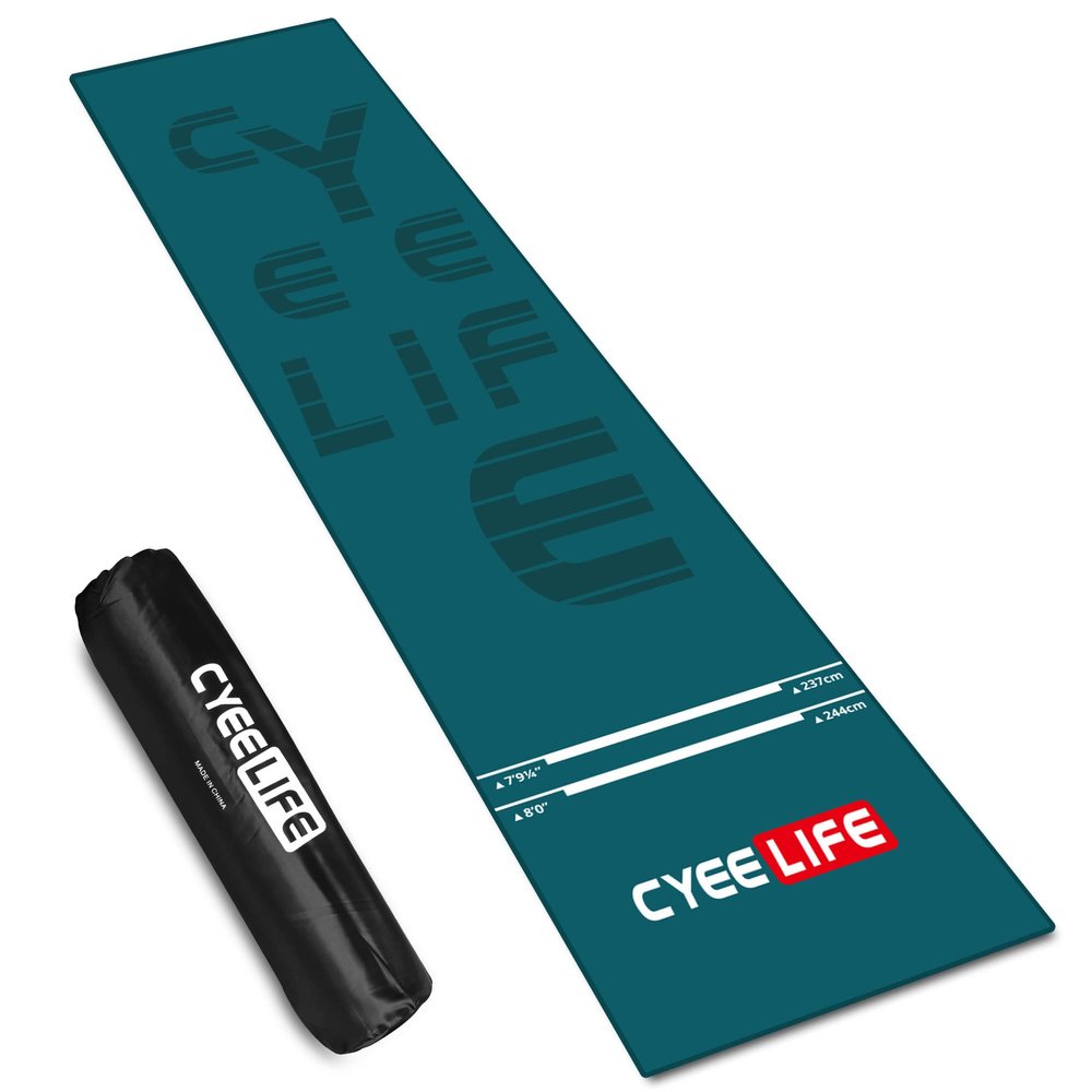 CyeeLife Dart Board Mat with Carrying Bag&Throw line for Steel and Soft Tip Darts Games with Start Lines