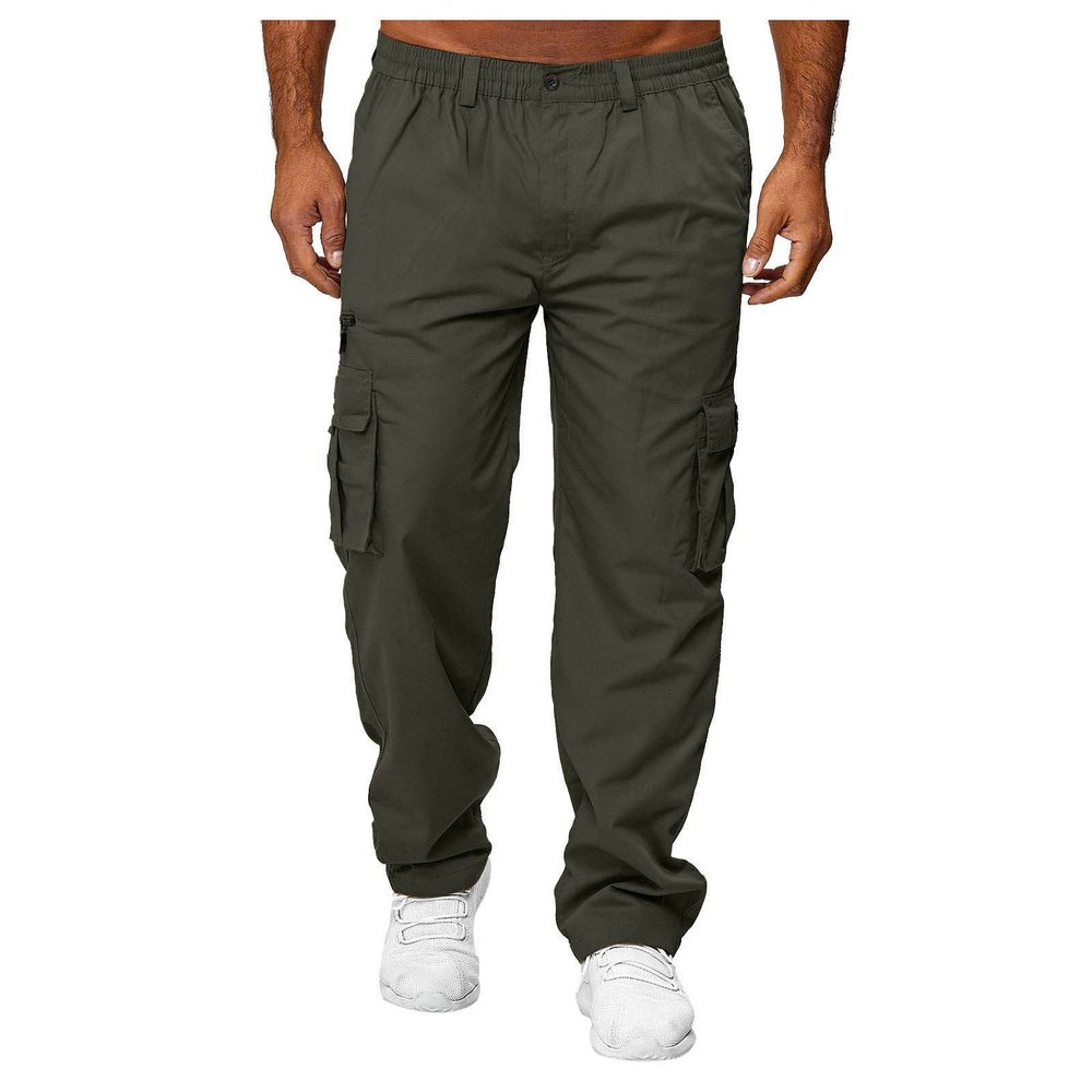 Mens Cargo Trousers,Elastic Waistband Straight Leg Pants Casual Midweight Slacks Basic Low Rise Bottoms for Men,Sweatpants Work Pants Compression Pants Hiking Pants Mens(A-Army Green,X-Large)