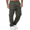 Mens Cargo Trousers,Elastic Waistband Straight Leg Pants Casual Midweight Slacks Basic Low Rise Bottoms for Men,Sweatpants Work Pants Compression Pants Hiking Pants Mens(A-Army Green,X-Large) view 2