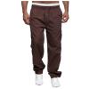 Mens Cargo Trousers,Elastic Waistband Straight Leg Pants Casual Midweight Slacks Basic Low Rise Bottoms for Men,Sweatpants Work Pants Compression Pants Hiking Pants Mens(B-Brown,3X-Large) view 2