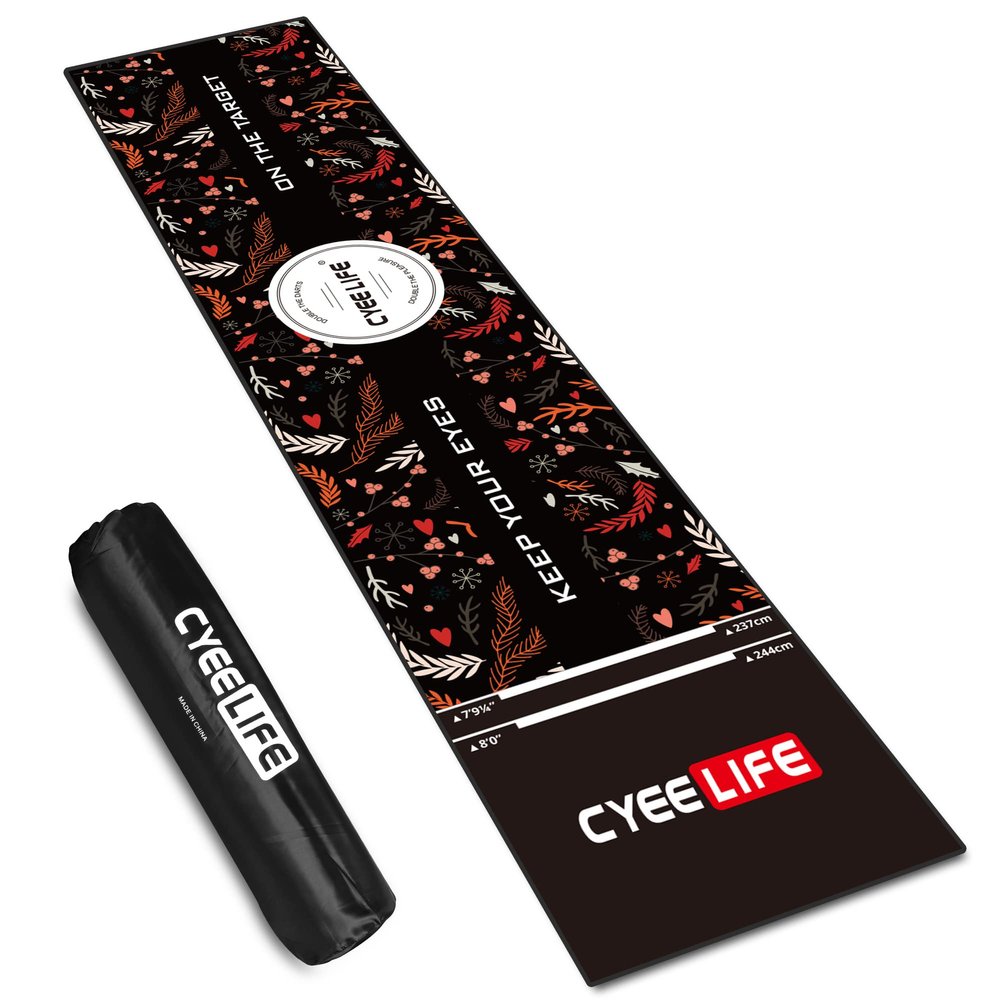 CyeeLife Dart Board Mat with Carrying Bag&Throw line for Steel and Soft Tip Darts Games with Start Lines