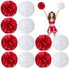 Deekin 12 Pcs Cheerleading Pom Poms Cheerleader Squad Spirited Fun Pompoms 12 Inch Metallic Foil Cheer Pom Poms with Handle Flowers for Sport Team Dance Costume Party 50g Weight Each(Red, White) view 1