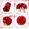 Deekin 12 Pcs Cheerleading Pom Poms Cheerleader Squad Spirited Fun Pompoms 12 Inch Metallic Foil Cheer Pom Poms with Handle Flowers for Sport Team Dance Costume Party 50g Weight Each(Red, White) view 3