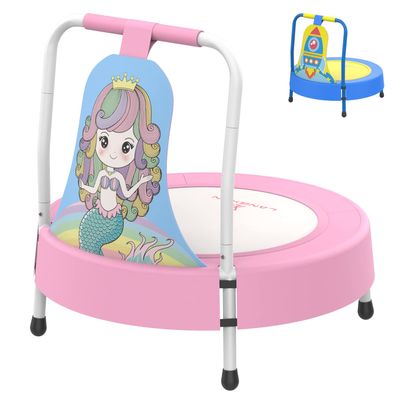 LANGXUN Mermaid Mini Trampoline for Toddlers and Girls - Indoor Trampoline Toy for Ages 6 Months to 4 Years - Christmas and Birthday Gifts