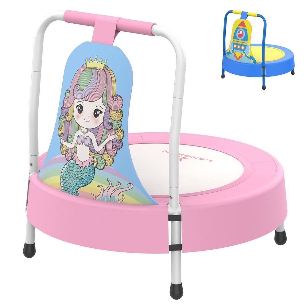 LANGXUN Mermaid Mini Trampoline for Toddlers and Girls - Indoor Trampoline Toy for Ages 6 Months to 4 Years - Christmas and Birthday Gifts