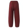 Cotton Linen Trousers for Men,Drawstring Baggy Style Yoga Pants Loose Fit Bottoms Lightweight Breathable Slacks,Sweatpants Work Pants Compression Pants Hiking Pant for Men(Red,Medium) view 2