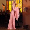Women's Medieval Hooded Dresses Renaissance Velvet Robe Vintage Court Style Costume Long Sleeve Ball Queen Gown Pink view 4