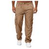 Mens Cargo Trousers,Elastic Waistband Straight Leg Pants Casual Midweight Slacks Basic Low Rise Bottoms for Men,Sweatpants Work Pants Compression Pants Hiking Pants Mens(A-Khaki,XX-Large) view 1