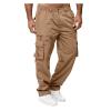 Mens Cargo Trousers,Elastic Waistband Straight Leg Pants Casual Midweight Slacks Basic Low Rise Bottoms for Men,Sweatpants Work Pants Compression Pants Hiking Pants Mens(A-Khaki,XX-Large) view 2