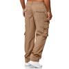Mens Cargo Trousers,Elastic Waistband Straight Leg Pants Casual Midweight Slacks Basic Low Rise Bottoms for Men,Sweatpants Work Pants Compression Pants Hiking Pants Mens(A-Khaki,XX-Large) view 3