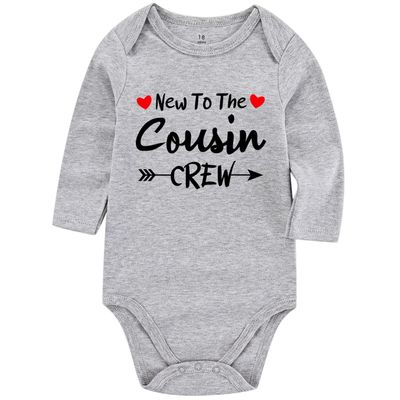 Acwssit New To The Cousin Crew Baby Boy Clothes Unisex Funny Baby Bodysuit 0-3 months graylong
