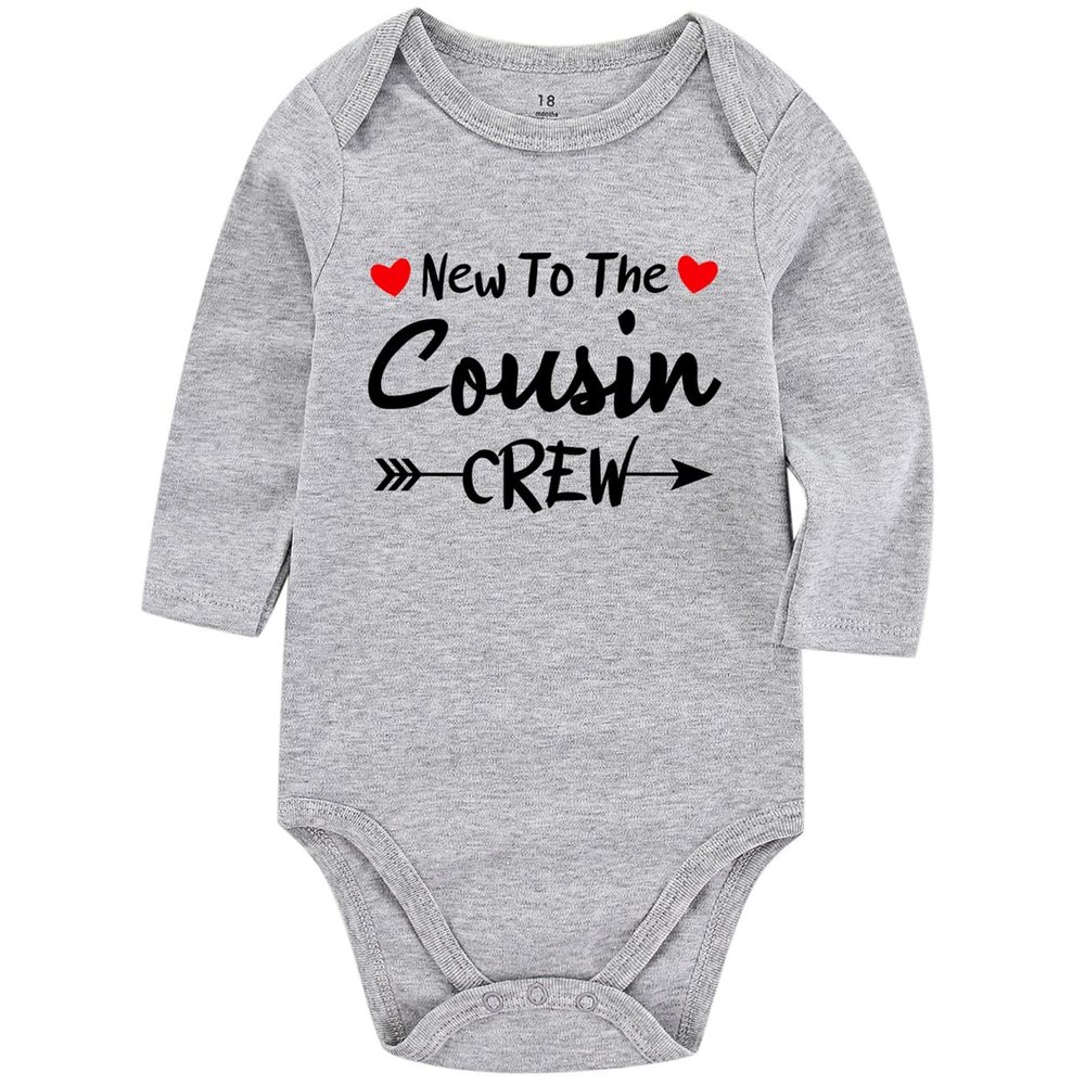 Acwssit New To The Cousin Crew Baby Boy Clothes Unisex Funny Baby Bodysuit 0-3 months graylong