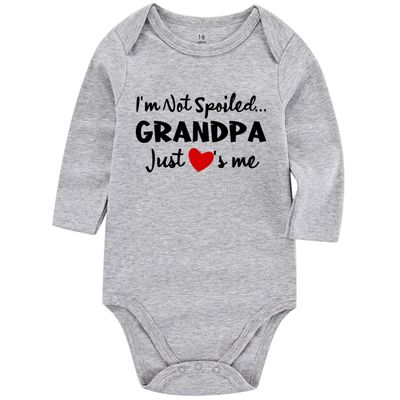 I'M Not Spoiled,Grandpa Just Loves Me Baby Boy Clothes Unisex Funny Baby Bodysuit 0-3 months (graylong,12-18M)