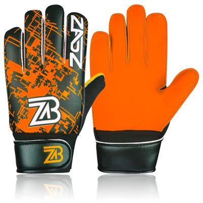 ZABZ Youth Goalkeeper Gloves - Kids Soccer Gloves With Extra Grip Palm & Wrist Protection (Orange, 4)